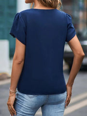 V-Neck Petal Sleeve Blouse Trendsi
