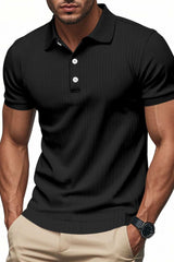 Men's Full Size Ribbed Short Sleeve Polo Plus Size - Trendsi - Flyclothing LLC