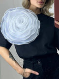 Flower Round Neck Short Sleeve T-Shirt - Trendsi - Flyclothing LLC