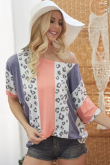 BiBi Leopard Stripe Printed French Terry Oversized Top - Trendsi - Flyclothing LLC