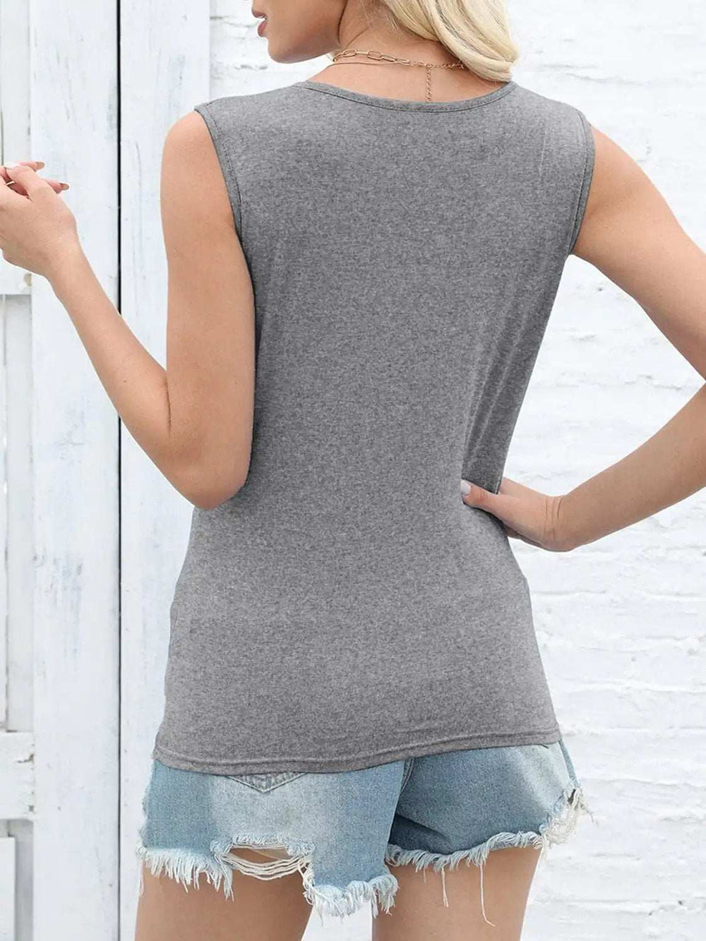 Cutout Twisted Round Neck Tank - Trendsi - Flyclothing LLC