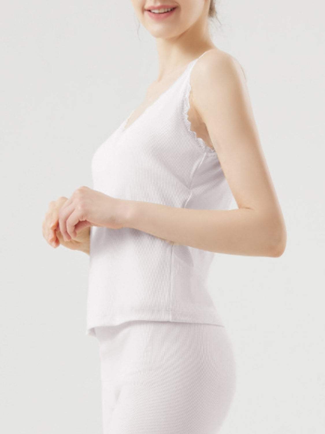 Lace Detail V-Neck Wide Strap Tank - Trendsi - Flyclothing LLC
