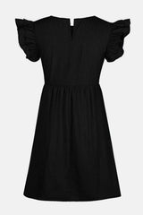 Full Size Ruffled Round Neck Cap Sleeve Denim Dress - Trendsi - Flyclothing LLC