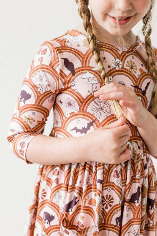 Hocus Pocus 3/4 Sleeve Pocket Twirl Dress - Mila & Rose ® - Flyclothing LLC