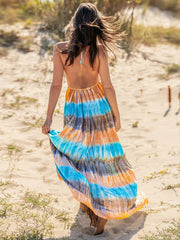 Tie-Dye Halter Neck Sleeveless Dress Trendsi