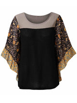 Full Size Printed Round Neck Three-Quarter Sleeve Blouse - Trendsi - Flyclothing LLC