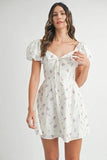 MABLE Floral Print Puff Sleeve Mini Dress - Trendsi