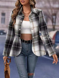 Plaid Button Up Long Sleeve Jacket - Trendsi - Flyclothing LLC