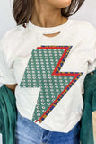 Lightning Round Neck Short Sleeve T-Shirt - Trendsi - Flyclothing LLC