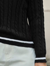 Classic Cable Knit V-Neck Sweater - Trendsi - Flyclothing LLC