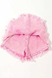 Washed Wide Smocked Waistband Frayed Denim Shorts - Trendsi - Flyclothing LLC