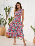 Ruffled Printed One Shoulder Midi Dress - Trendsi