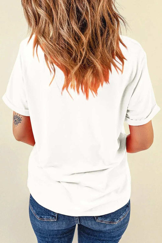Letter Graphic Round Neck Short Sleeve T-Shirt - Trendsi - Flyclothing LLC