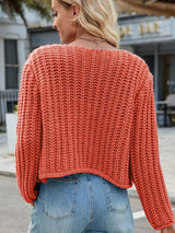 Round Neck Button Up Cardigan with Pockets - Trendsi - Flyclothing LLC