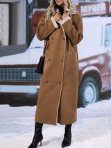 Plus Size Drop Shoulder Sherpa Longline Coat - Trendsi - Flyclothing LLC