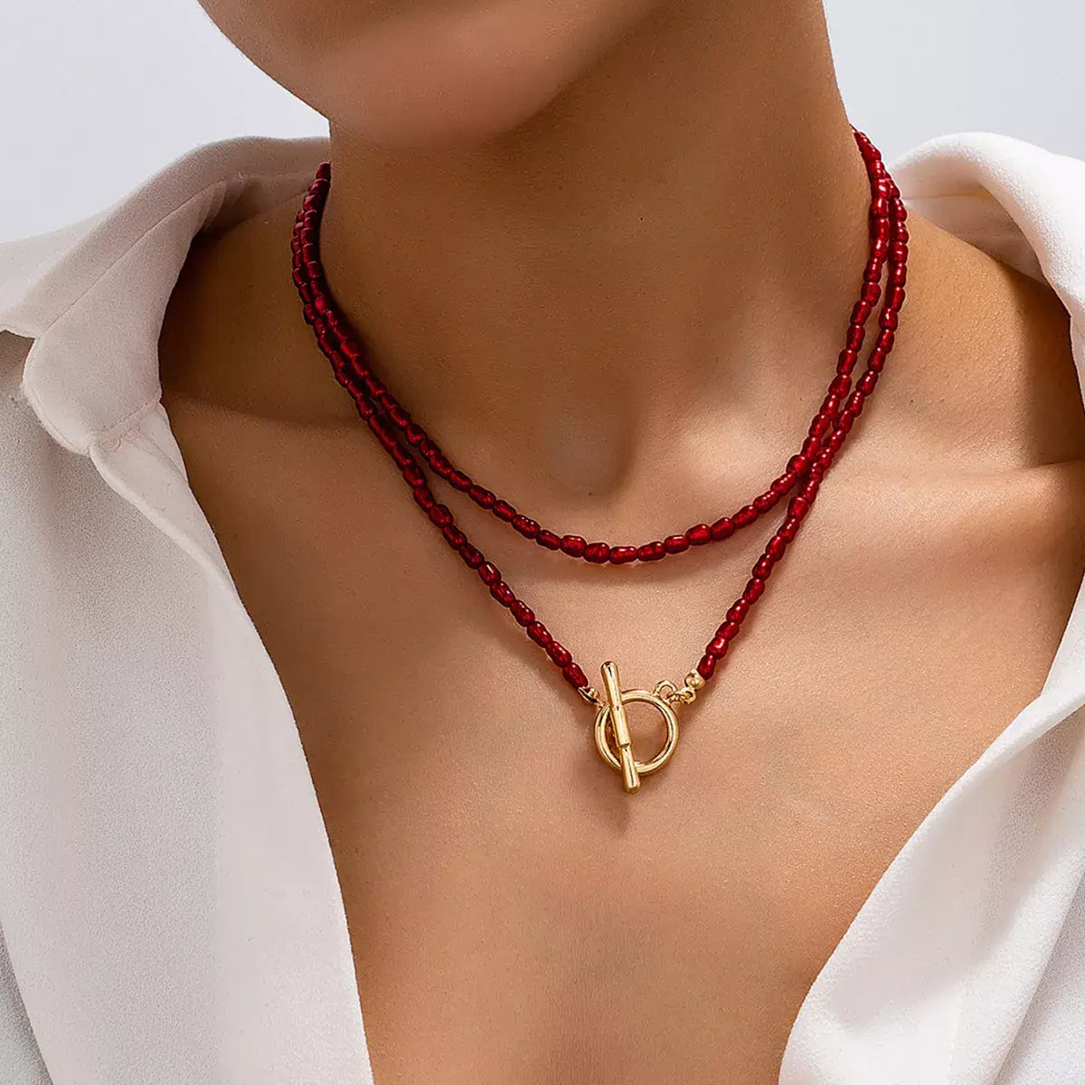 2 Piece Bohemian Beaded Necklace - Trendsi - Flyclothing LLC