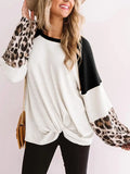 Twisted Color Block Round Neck Long Sleeve T-Shirt - Trendsi