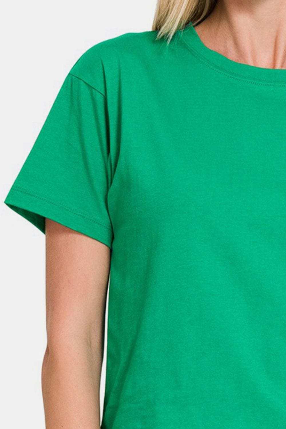 Zenana Round Neck Short Sleeve Cropped T-Shirt - Trendsi - Flyclothing LLC