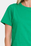 Zenana Round Neck Short Sleeve Cropped T-Shirt - Trendsi - Flyclothing LLC