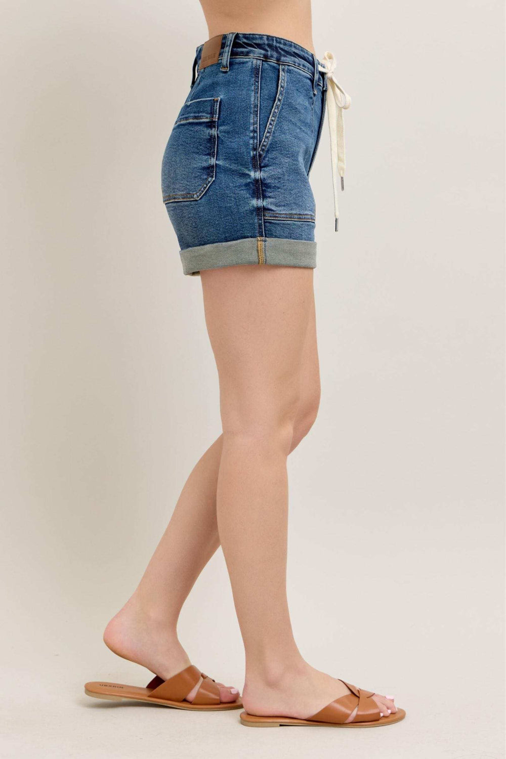 Judy Blue Full Size High Rise Cuff Denim Shorts Plus Size - Trendsi - Flyclothing LLC