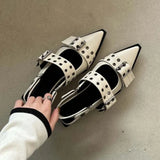 Point Toe Eyelet Buckle Slip-Ons - Trendsi