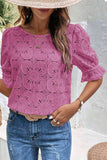 Round Neck Flounce Sleeve Blouse - Trendsi - Flyclothing LLC