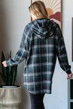 Heimish Plaid Button Down Long Sleeve Hooded Cardigan - Trendsi