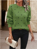 Polka Dot Long Sleeve Sweater - Trendsi - Flyclothing LLC