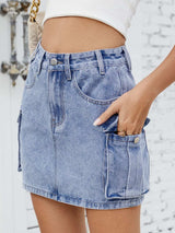 Cargo Denim Skirt - Trendsi - Flyclothing LLC