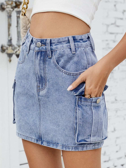 Cargo Denim Skirt - Trendsi - Flyclothing LLC