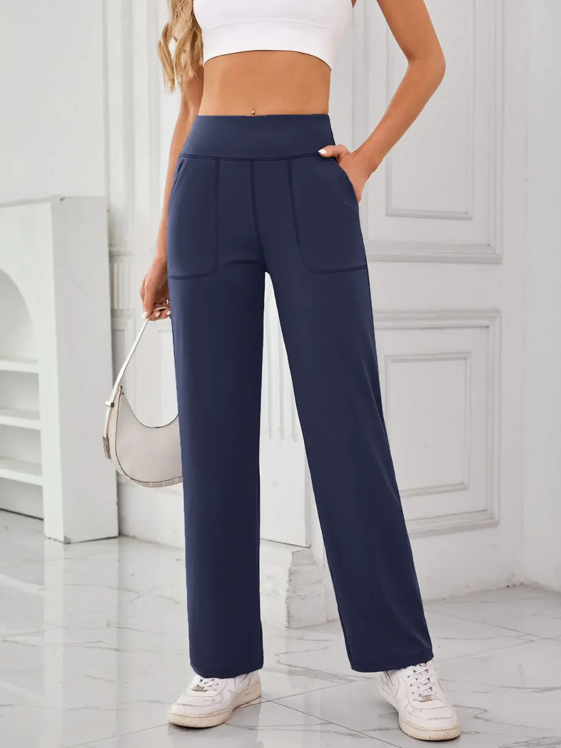 Lovelet High Waist Active Pants with Pockets - Trendsi - Flyclothing LLC