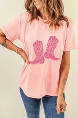 Boots Graphic Round Neck Short Sleeve T-Shirt - Trendsi - Flyclothing LLC