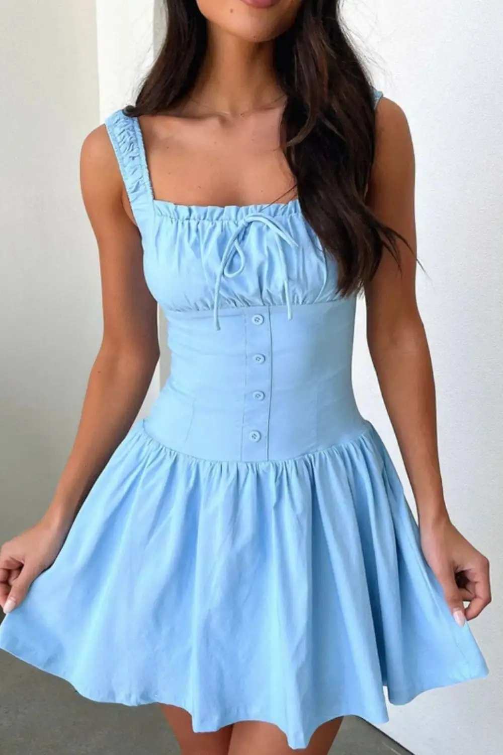Decorative Button Square Neck Cami Dress - Trendsi - Flyclothing LLC