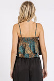 Mittoshop Paisley Patchwork Print Satin Ruffle Crop Cami - Trendsi