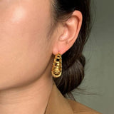 Stainless Steel Cutout C-Hoop Earrings - Trendsi