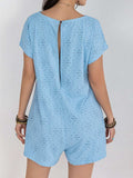 Round Neck Short Sleeve Romper - Trendsi - Flyclothing LLC