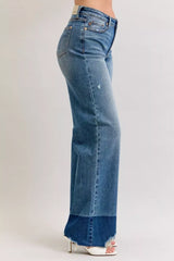 Judy Blue Raw Hem High Waist Column Straight Jeans - Trendsi - Flyclothing LLC