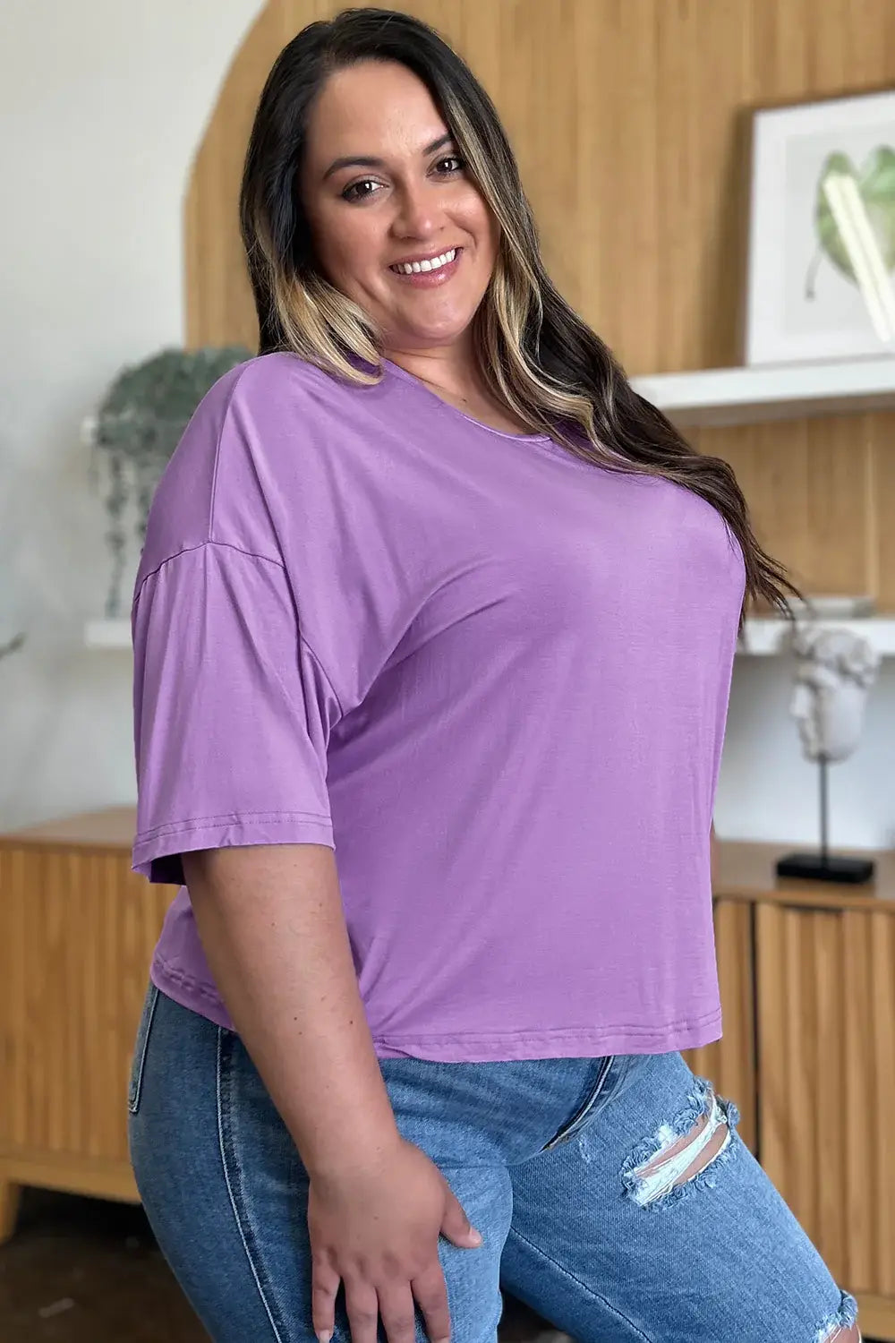 Basic Bae Bamboo Full Size Round Neck Drop Shoulder T-Shirt - ShopBasicbae - Flyclothing LLC