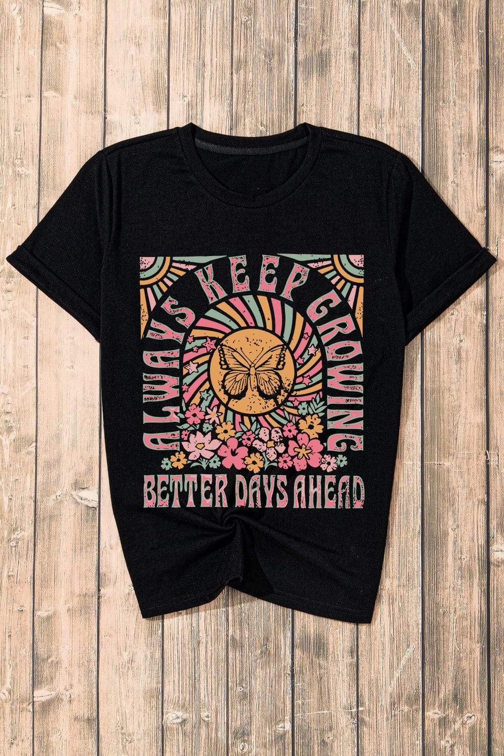 Graphic Round Neck Short Sleeve T-Shirt - Trendsi - Flyclothing LLC