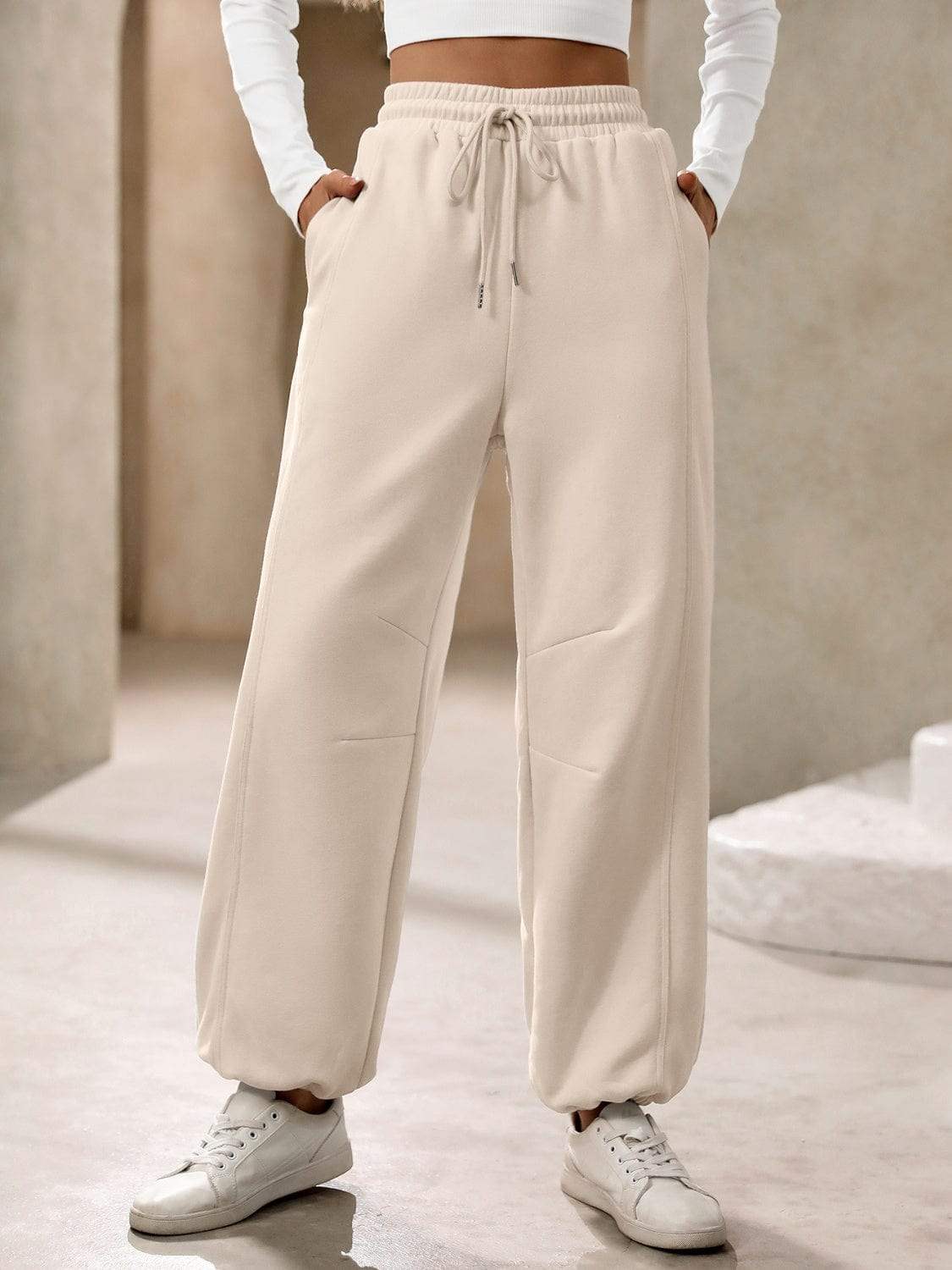 Drawstring Joggers with Pockets - Trendsi - Flyclothing LLC