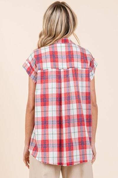 Mittoshop Mineral Wash Plaid Button Down Shirt - Trendsi - Flyclothing LLC