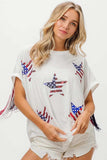 BiBi American Flag Sequin Star Fringe Top - Trendsi - Flyclothing LLC