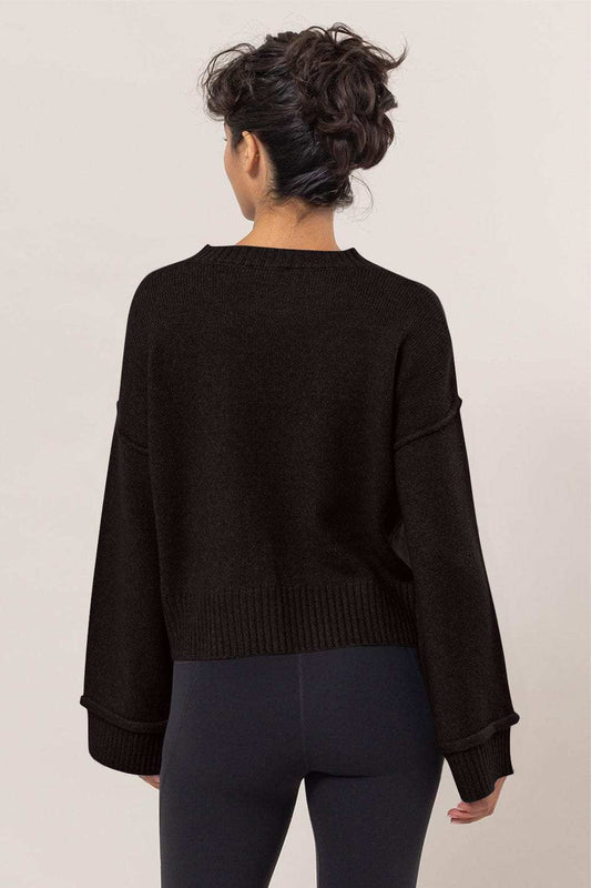 HYFVE Round Neck Dropped Shoulder Ribbed Sweater - Trendsi - Flyclothing LLC