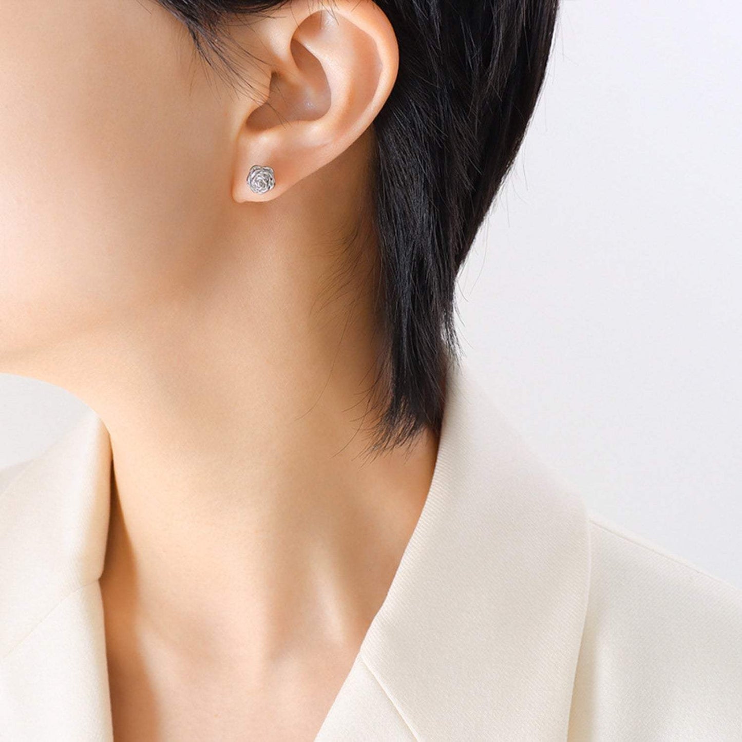 Titanium Steel Rose Stud Earrings - Trendsi - Flyclothing LLC