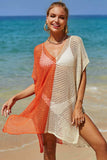 Double Take Openwork Contrast Slit Knit Cover Up - Trendsi - Flyclothing LLC