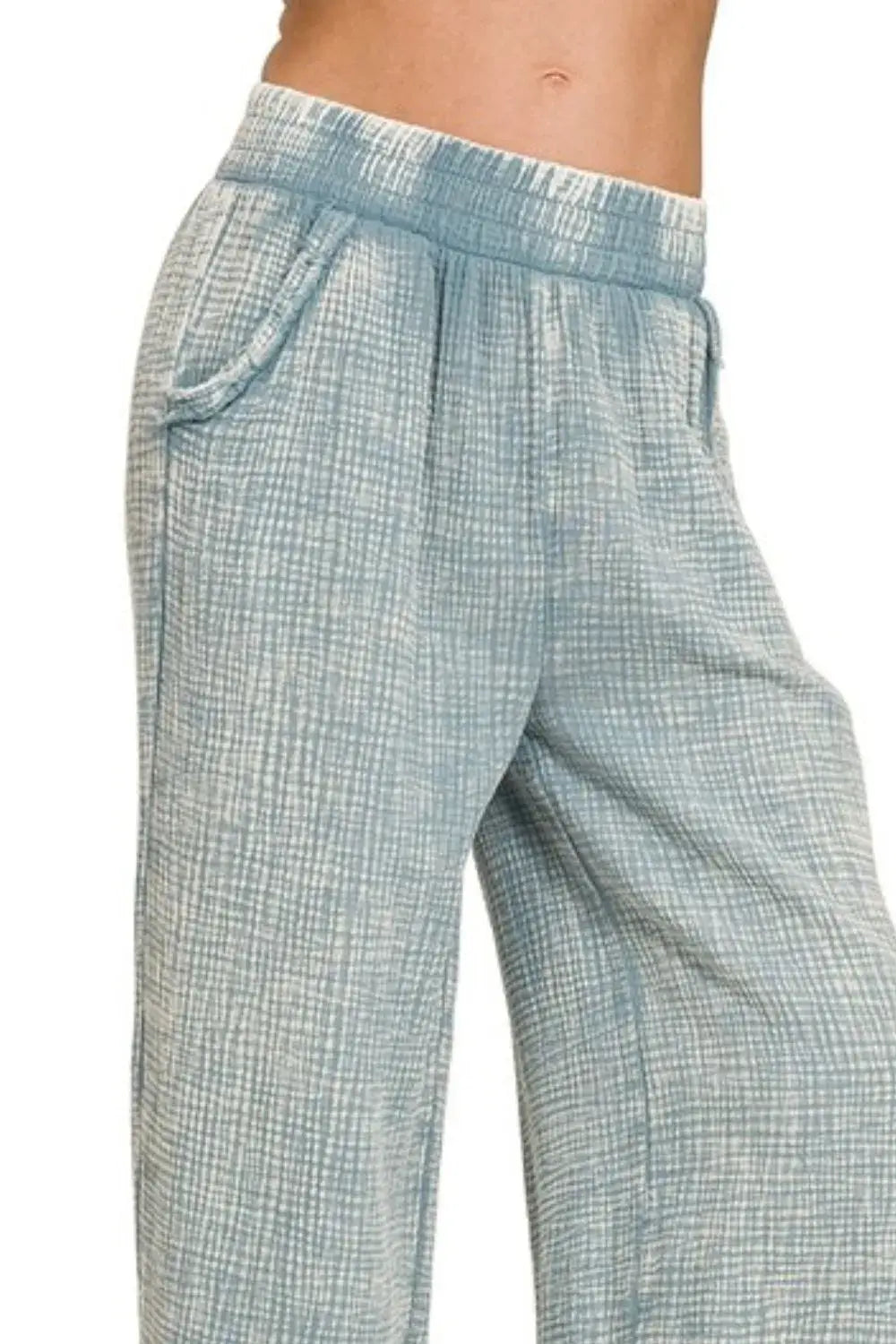 Zenana Washed Double Gauze Elastic Band Waist Pants - Trendsi - Flyclothing LLC