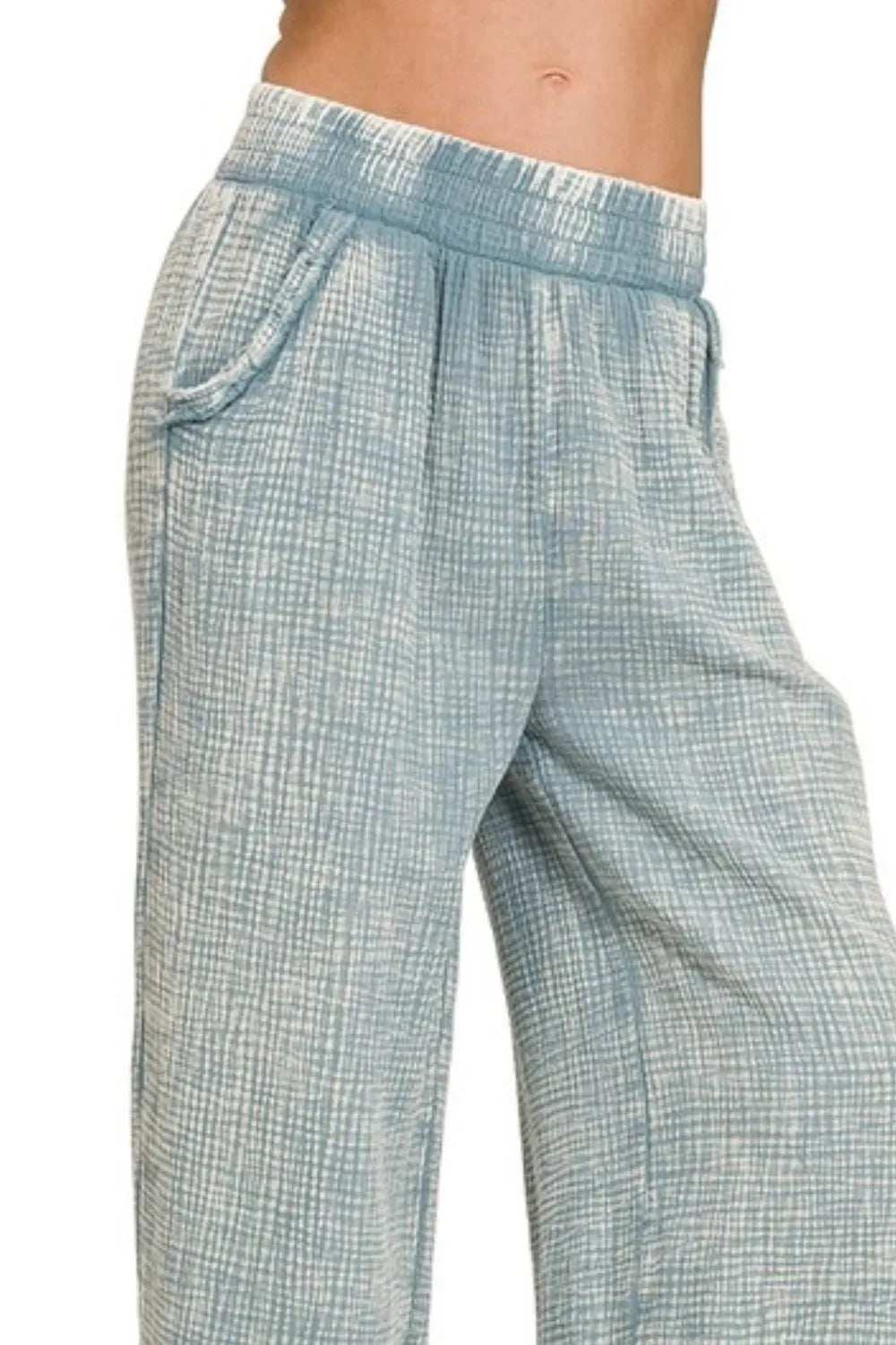 Zenana Washed Double Gauze Elastic Band Waist Pants - Trendsi - Flyclothing LLC