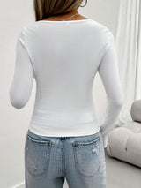 Lace Detail Scoop Neck Long Sleeve T-Shirt - Trendsi - Flyclothing LLC