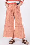 SAGE + FIG Mineral Washed Terry Wide Leg Pants - Trendsi