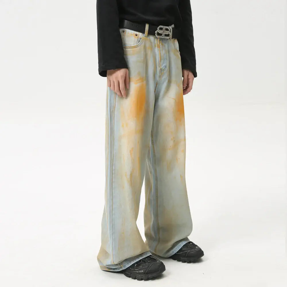 Waste Soil Wide Leg Jeans - Trendsi - Flyclothing LLC
